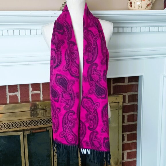 Manhattan Scarf Co Paisley Scarf 67" x 12" Rectangle Fringe Cashmere Feel Shawl - Picture 2 of 5
